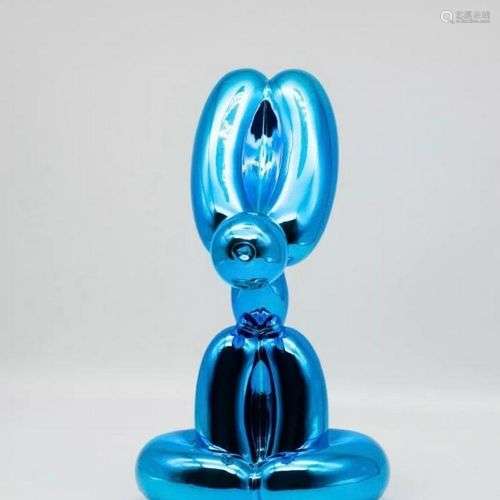 Jeff KOONS, D’APRÈS Sitting Balloon Rabbit Blue Sculpture en...