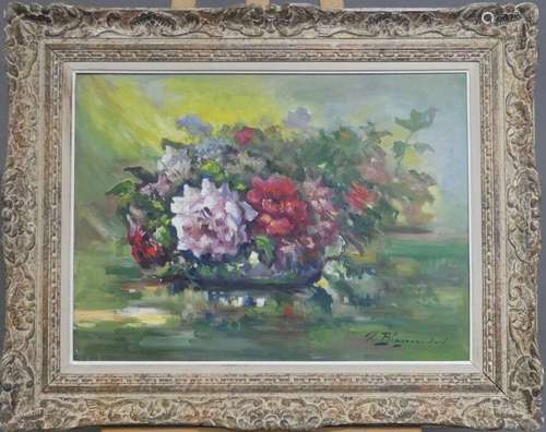 Fedor P. BLAGONAVROV (1885-1961). Bouquet de fleurs, huile s...