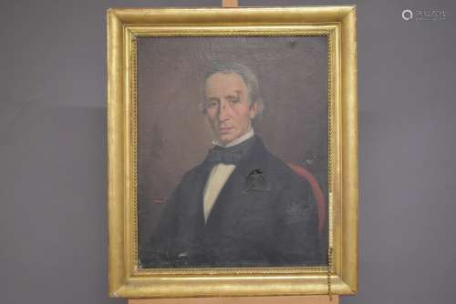 Jules DE FRESSINIAT (1820-?), Portrait d'homme, huile sur to...