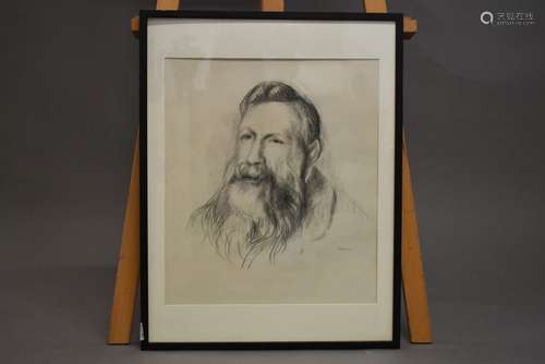 Pierre-Auguste RENOIR. Portait de Rodin, lithographie. Dimen...