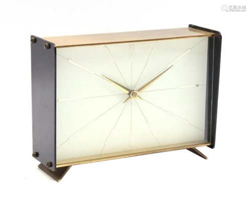 Table clock in brass case