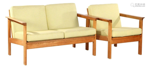 Solid white oak 2-1 seater sofa