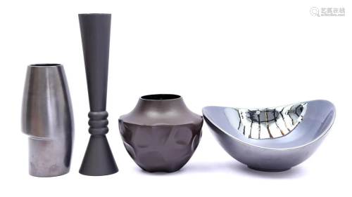 black glazed earthenware bowl