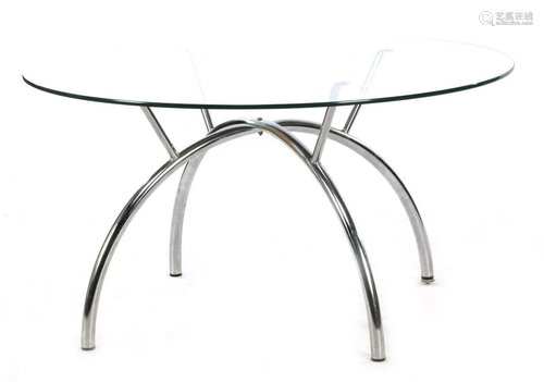 Chromed metal coffee table