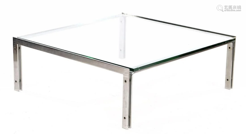 Chromed metal minimalist coffee table