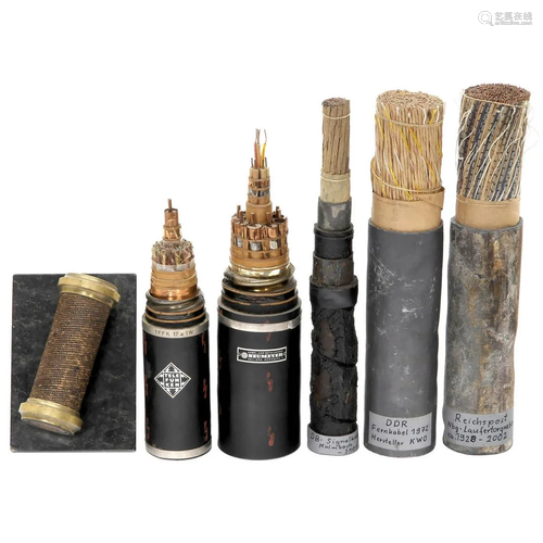 6 Telephone and Telegraph Cable Cutaway Models, 1890