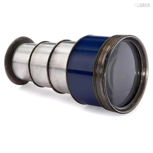 Four-Draw Silvered Brass Pocket Telescope by Berge, c.