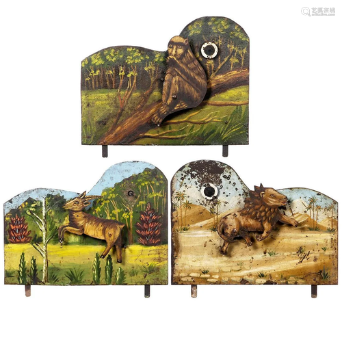 3 Fairground Shooting Gallery Targets, c. 1900