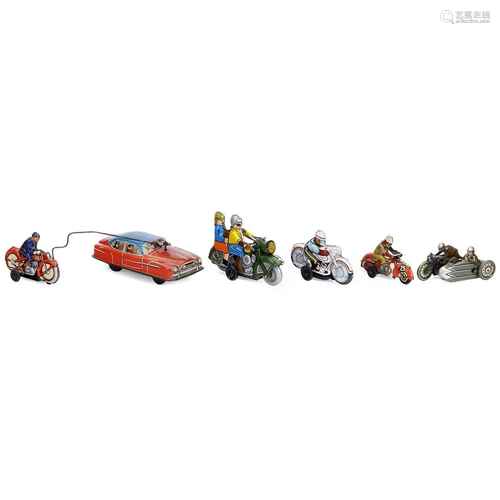 5 Tin Toy Motorcycles