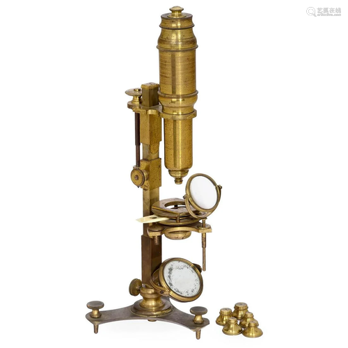 French Brass Compound Microscope by Lerebours, Paris,