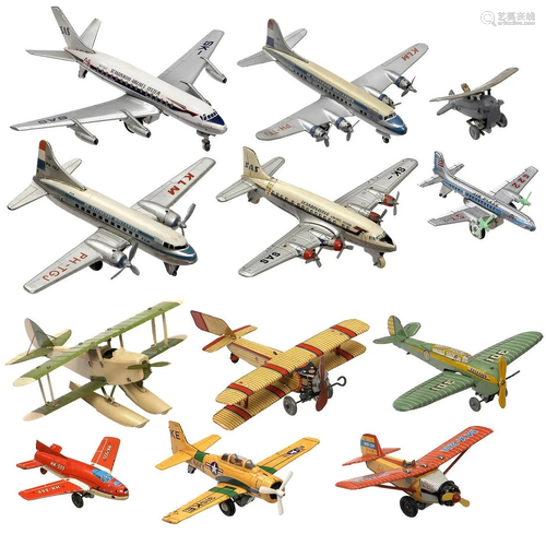 12 Tin Toy Airplanes, c. 1955-65