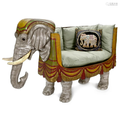 2-seater Elephant Sofa in the Fairground Style, c. 1980