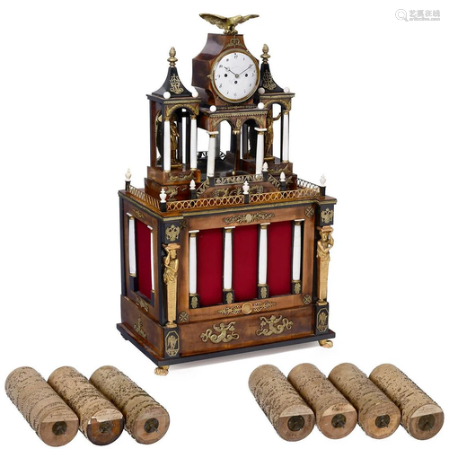 Rare Austrian Musical Flute Clock, c. 1830-40