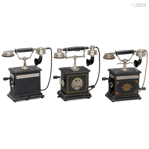 3 German Table Telephones, c. 1900-10