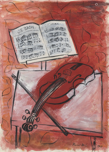 RAOUL DUFY - Le violon - Gouache and watercolor drawing