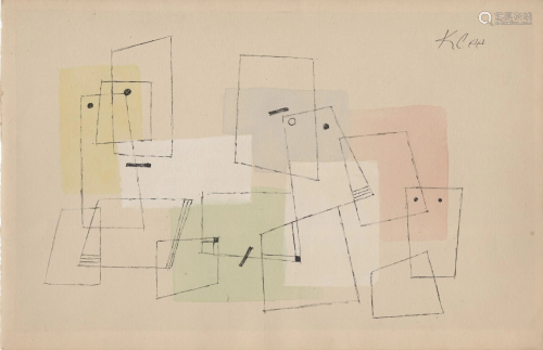 PAUL KLEE - Komposition - Watercolor and ink drawing on