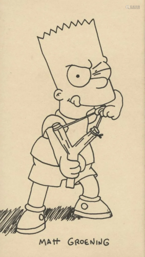 MATT GROENING - Bart Simpson's Slingshot - Original