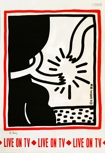 KEITH HARING - Live on TV - Color offset lithograph