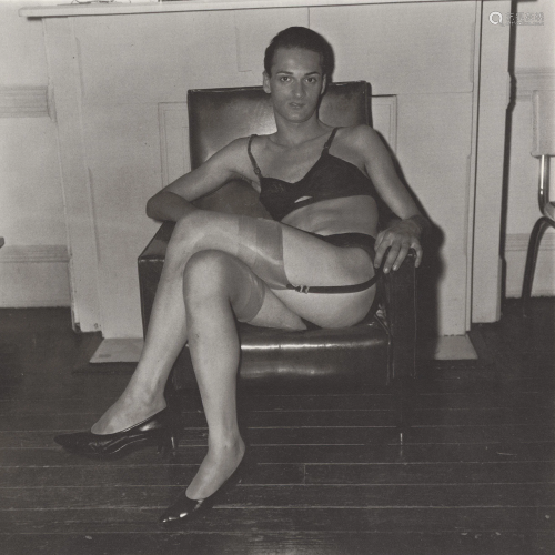 DIANE ARBUS - Seated Man in Bra and Stockings, N.Y.C -