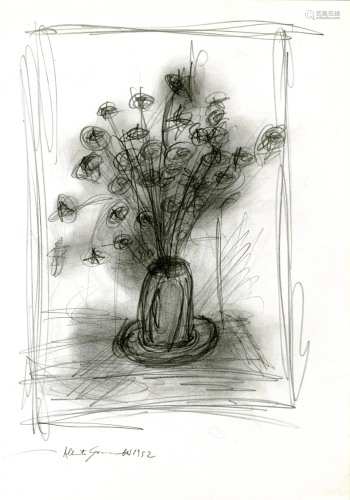 ALBERTO GIACOMETTI - Vase de fleurs - Pencil drawing on