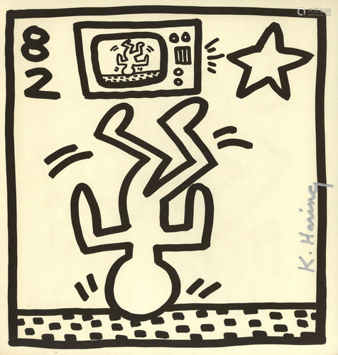 KEITH HARING - Upside Down on TV - Lithograph