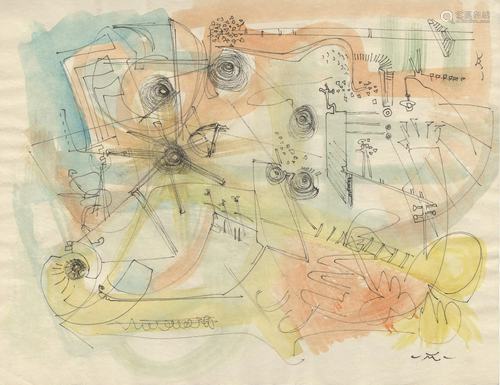 ROBERTO MATTA - Sans titre - Watercolor and ink drawing