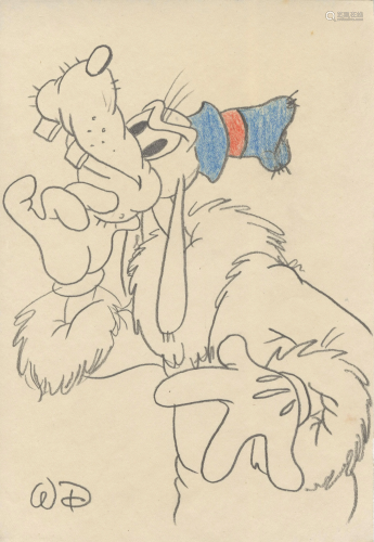 WALT DISNEY - Goofy's New Coat - Pencil and colored