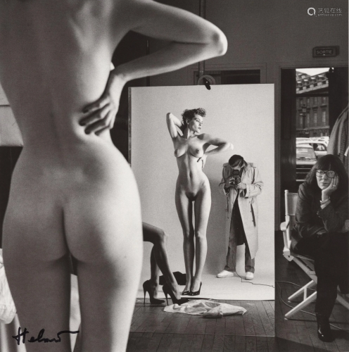 HELMUT NEWTON - Self-Portrait with Wife and Models,