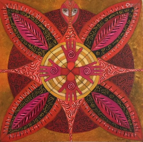 KARIMA MUYAES - Mandala Huichol - Oil on canvas