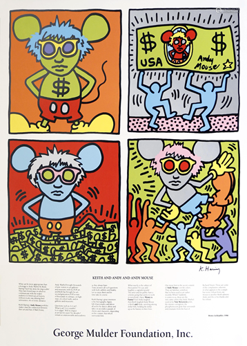 KEITH HARING - Keith and Andy and Andy Mouse - Color