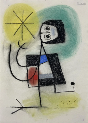 JOAN MIRO - Untitled - Pastel drawing on paper