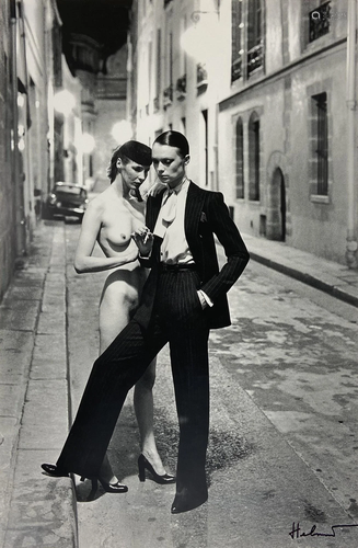 HELMUT NEWTON - Rue Aubriot, Fashion Model and Nude,