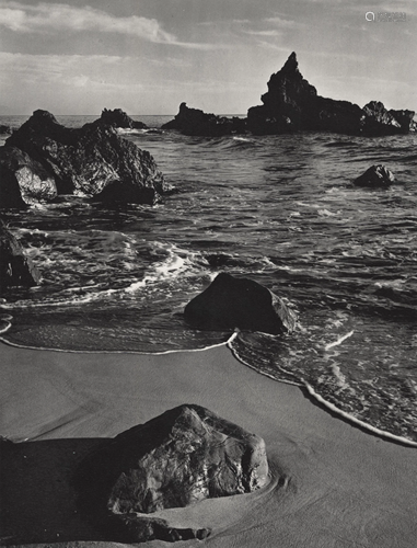 ANSEL ADAMS - Rock and Surf, Monterey Coast, California