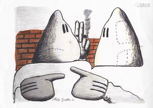 PHILIP GUSTON - Untitled #2 - Colored pencils and