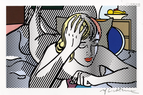 ROY LICHTENSTEIN - Thinking Nude - Color relief print