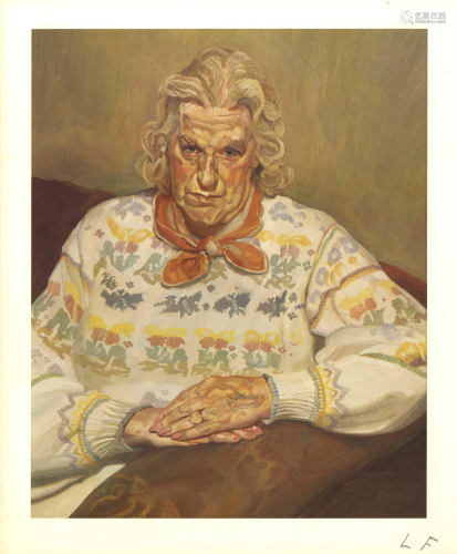 LUCIAN FREUD - Woman in a Butterfly Jersey - Color