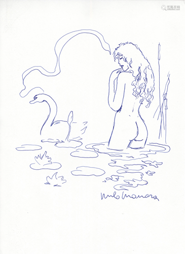 MILO MANARA - The Swans - Ink on paper