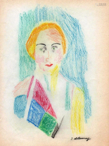 ROBERT DELAUNAY - Portrait of Madame Heim - Crayon and