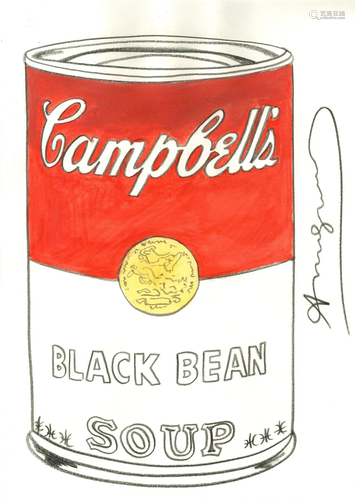 ANDY WARHOL - Campbell's Black Bean Soup - Watercolor &