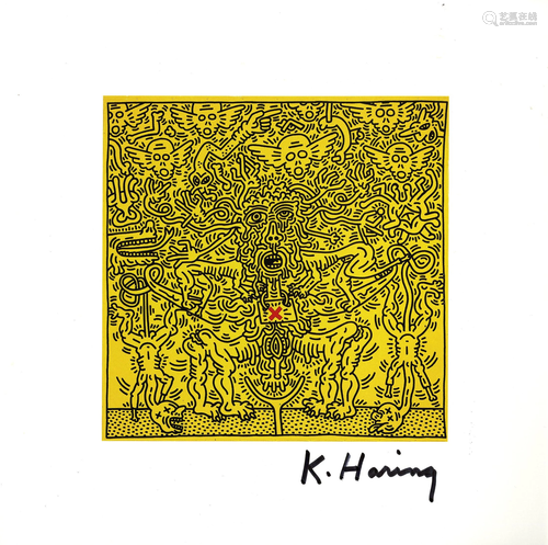 KEITH HARING - Red X - Color offset lithograph