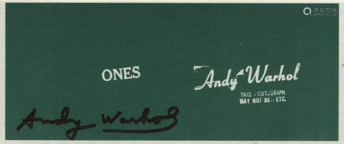 ANDY WARHOL - Ones (Art Cash) - Color lithograph