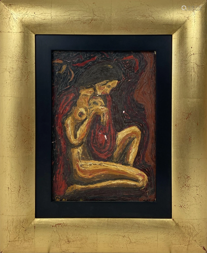 DAVID ALFARO SIQUEIROS - Mujer desnuda sentada cerca