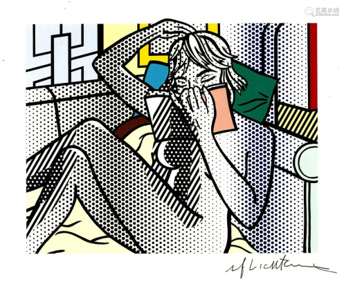 ROY LICHTENSTEIN - Nude Reading - Color relief print