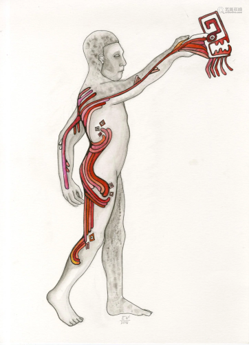 ESTELA WILLIAMS - Hombre Serpiente - Watercolor and ink