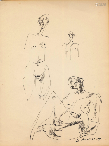 WILLEM DE KOONING - Nude Compositions - Pen and ink