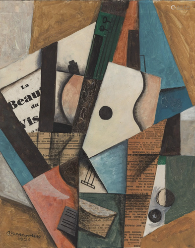 LOUIS MARCOUSSIS - Nature morte a la guitare - Papier