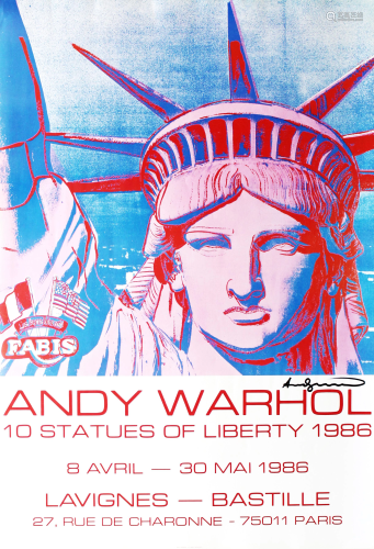 ANDY WARHOL - 10 Statues of Liberty - Color offset