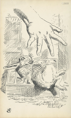 JOHN TENNIEL - Alice Dropping the White Rabbit - Ink on
