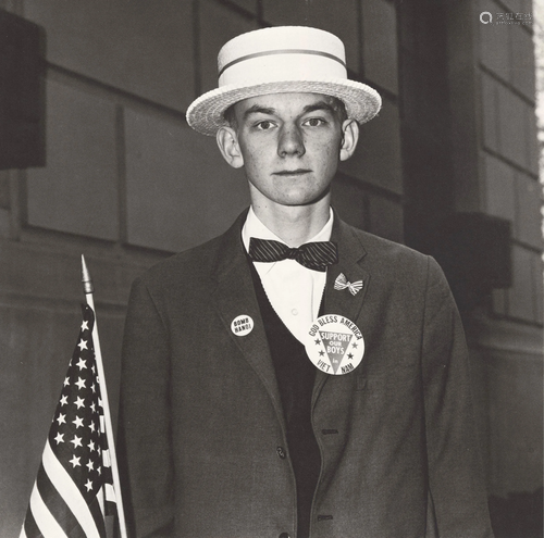 DIANE ARBUS - Boy with a Straw Hat Waiting to March in