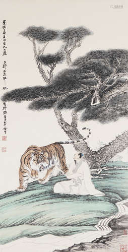 The Tiger，Painting by Zhang Shanzi and Zhang Daqian